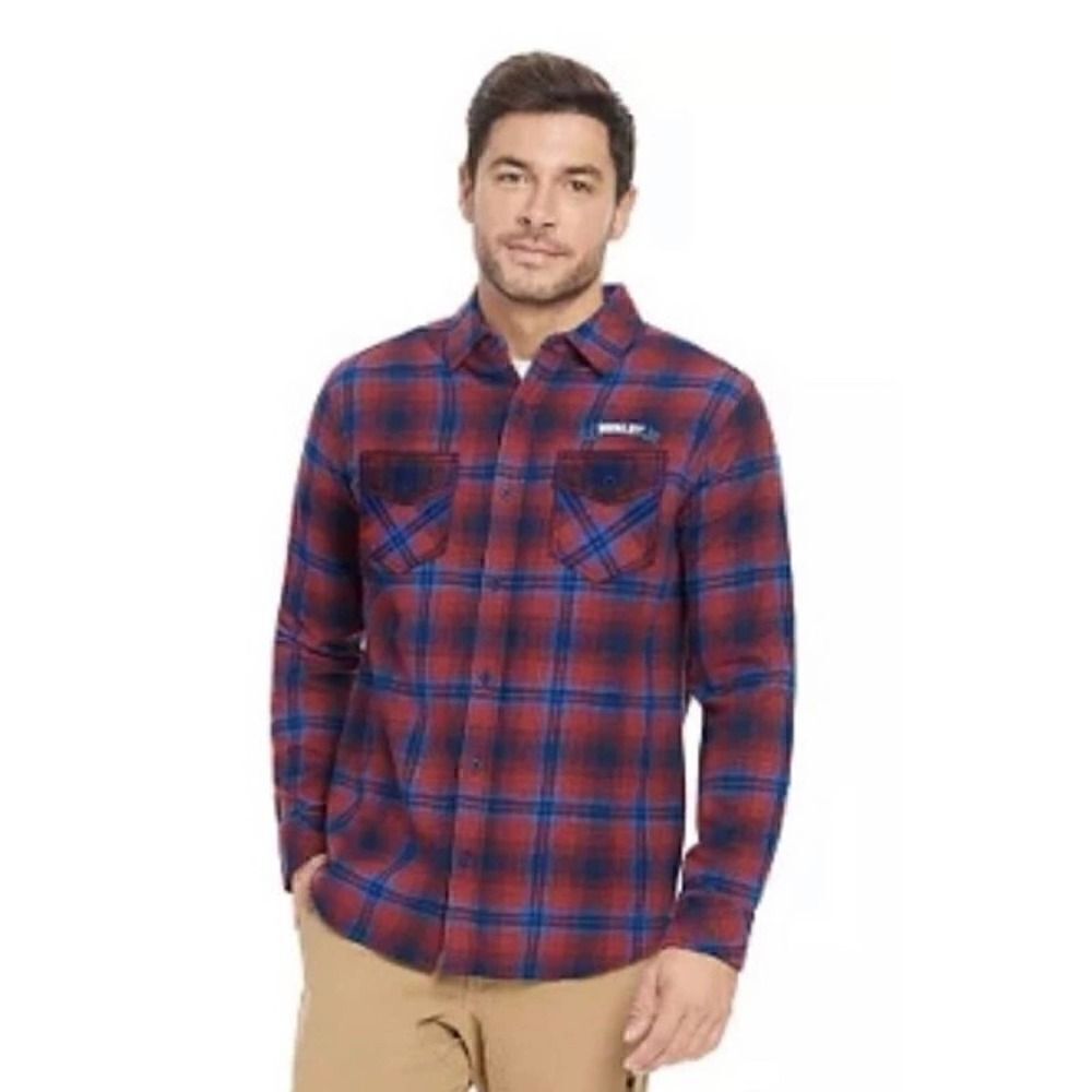 Hurley Men's Flannel Plaid Button-Down Shirt (SUNDRIED TOMATO) Size‎ Small